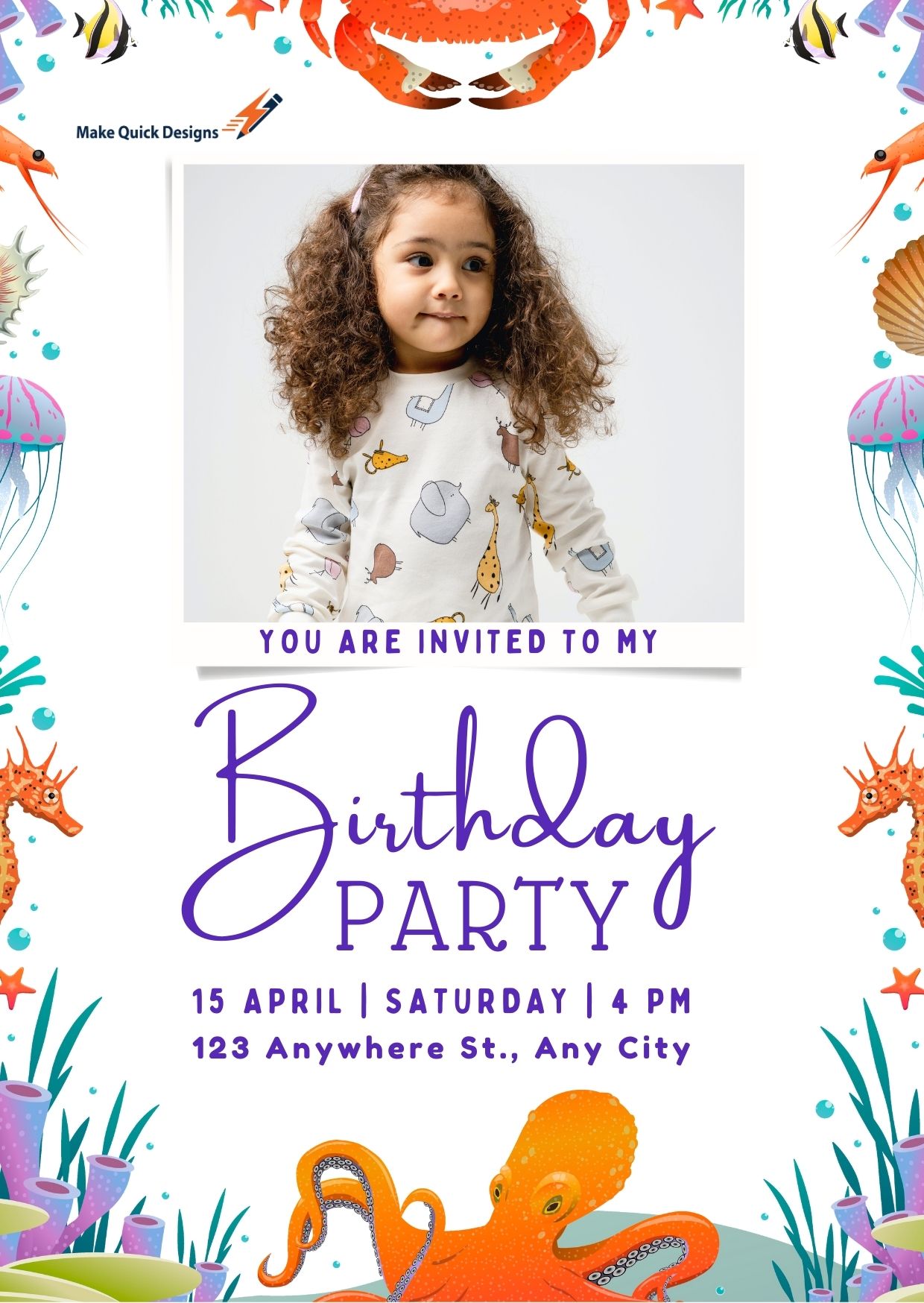 Custom digital and print-ready birthday invitation cards